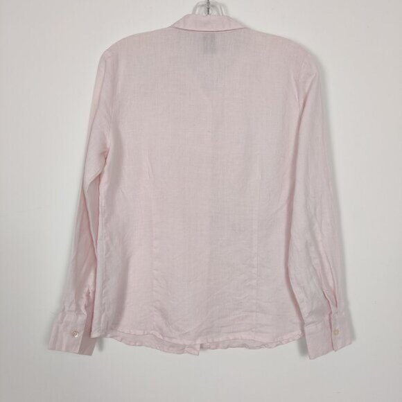 Alexandra Bartlett Womens Button Down Shirt Size M Pink Linen Business - Picture 3 of 8